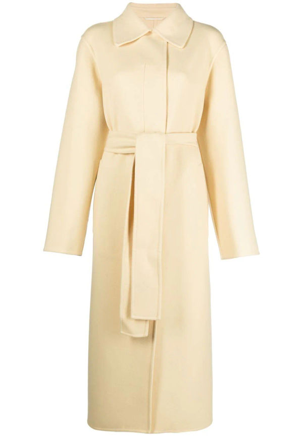 Jil Sander enkelknäppt kappa med bälte - Gul