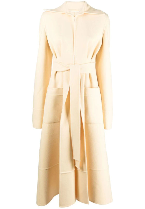 Jil Sander enkelknäppt kappa med bälte - Gul
