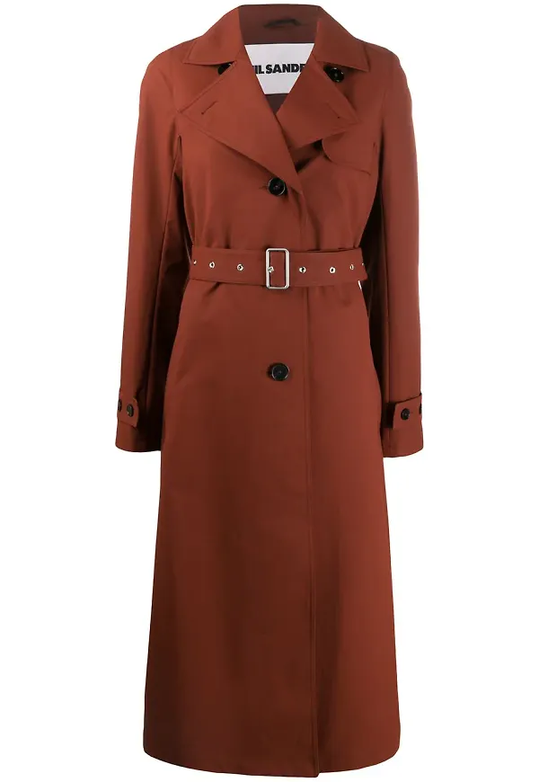 Jil Sander enkelknäppt trenchcoat - Brun