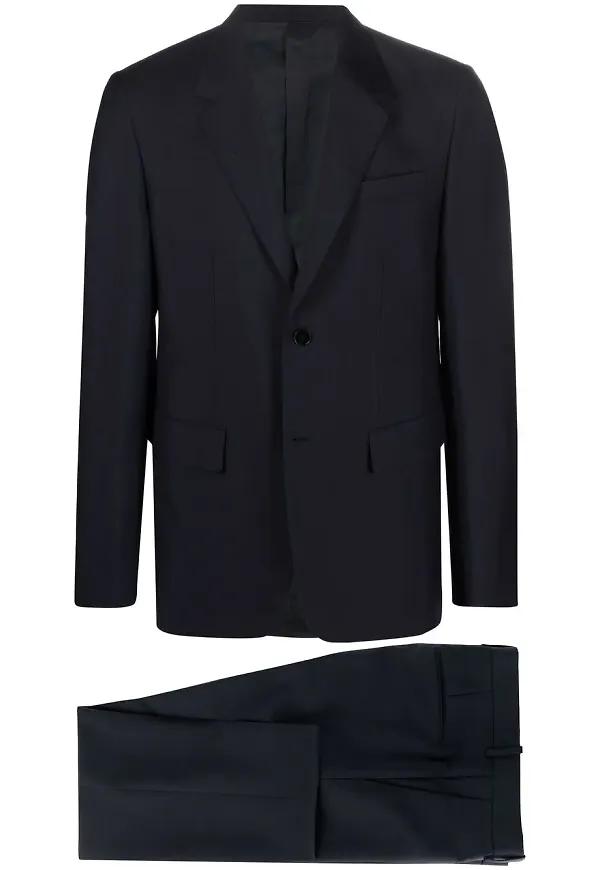 Jil Sander Essential enkelknäppt kostym - Blå