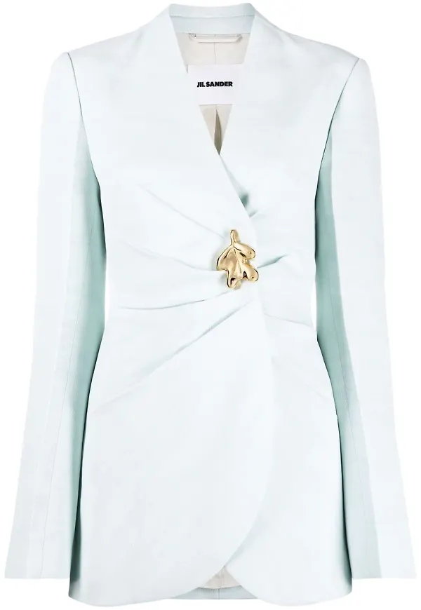 Jil Sander finblazer med brosch - Blå