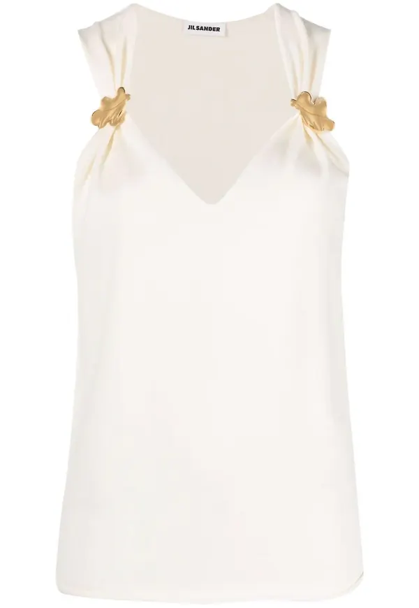 Jil Sander finstickad ulltopp - Neutral