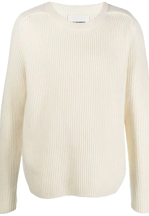 Jil Sander grov ribbstickad tröja - Neutral