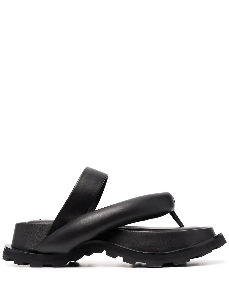 Jil Sander grova lädersandaler - Svart