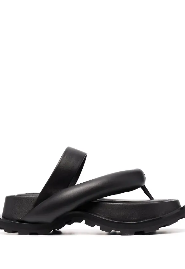 Jil Sander grova lädersandaler - Svart