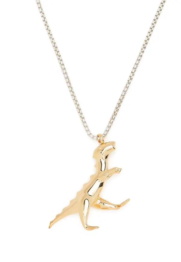 Jil Sander halsband med dinosauriehänge - Guldfärgad