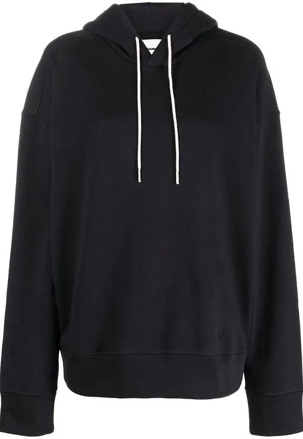 Jil Sander hoodie med broderad logotyp - Blå