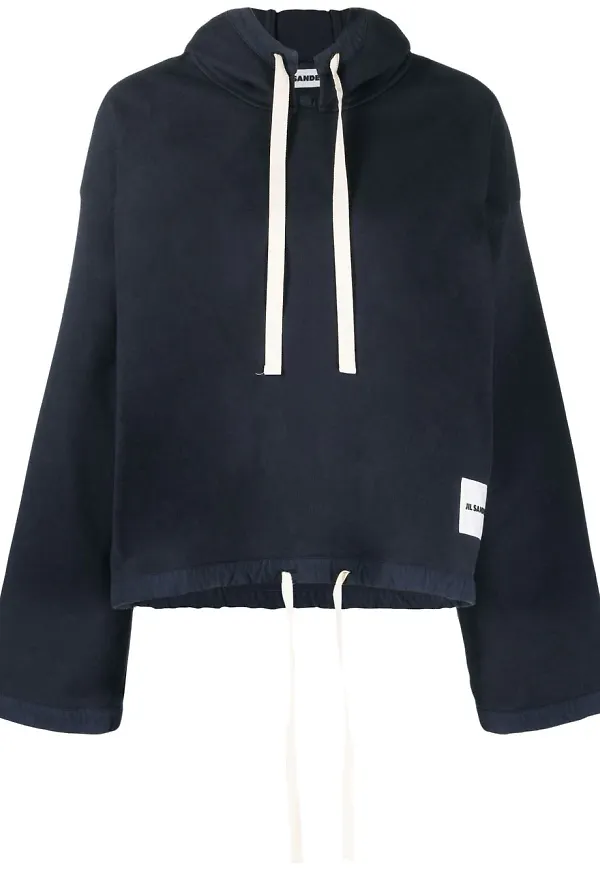 Jil Sander hoodie med dragsko - Blå