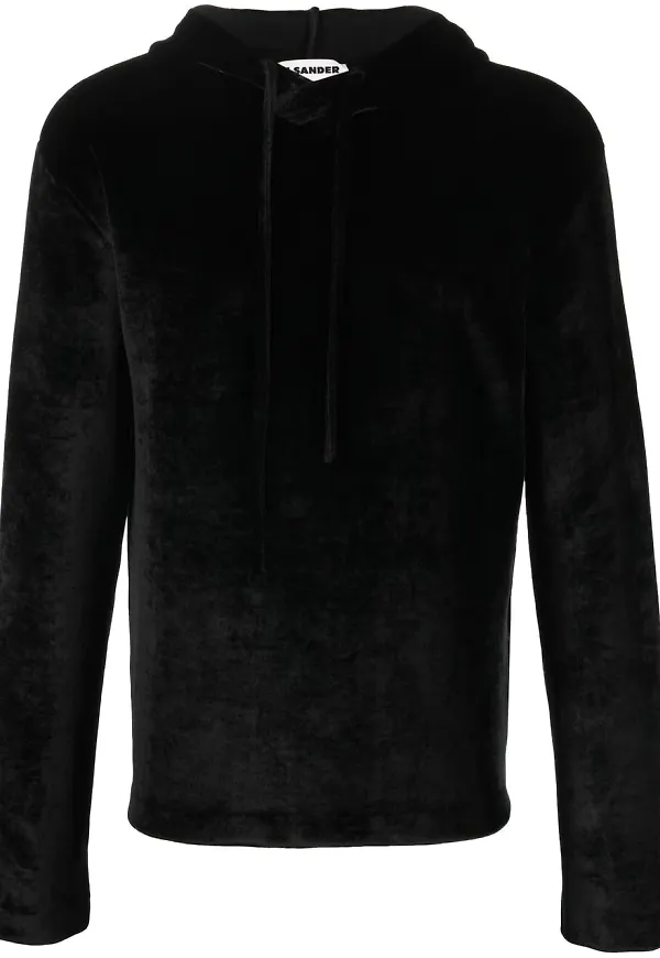 Jil Sander hoodie med dragsko - Svart