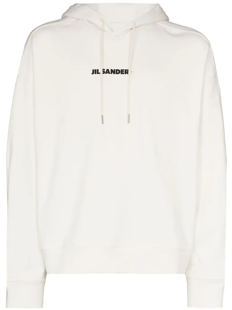Jil Sander hoodie med logotyp - Vit