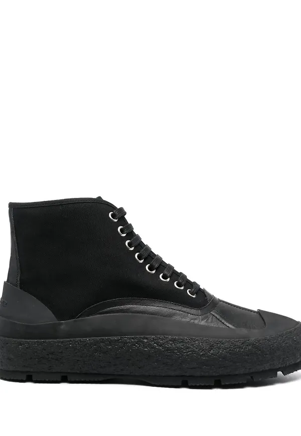 Jil Sander höga sneakers - Svart