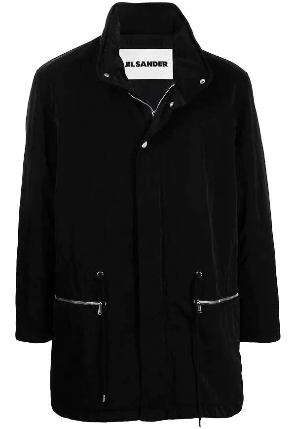 Jil Sander jacka med huva med dragsko - Svart