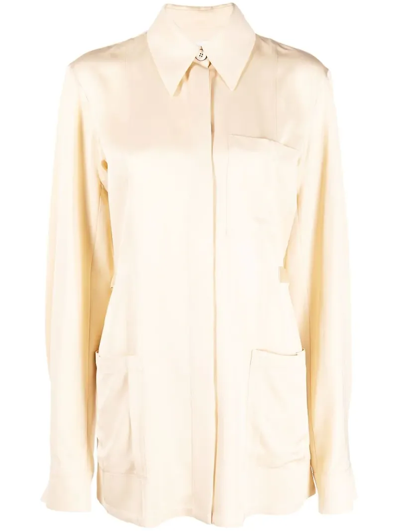 Jil Sander jacka med spetsig krage - Neutral