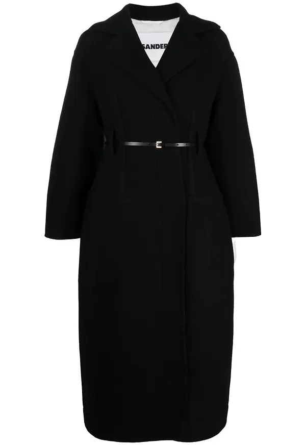 Jil Sander kappa med bälte - Svart