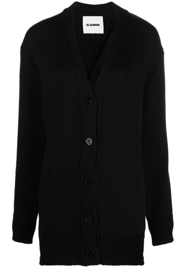 Jil Sander kofta med asymmetrisk knäppning - Svart