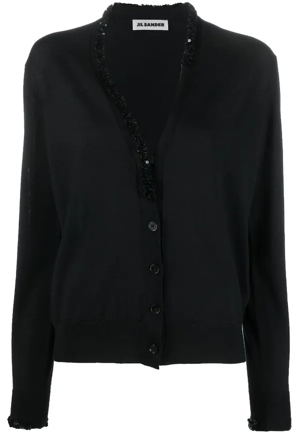 Jil Sander kofta med paljettkant - Svart