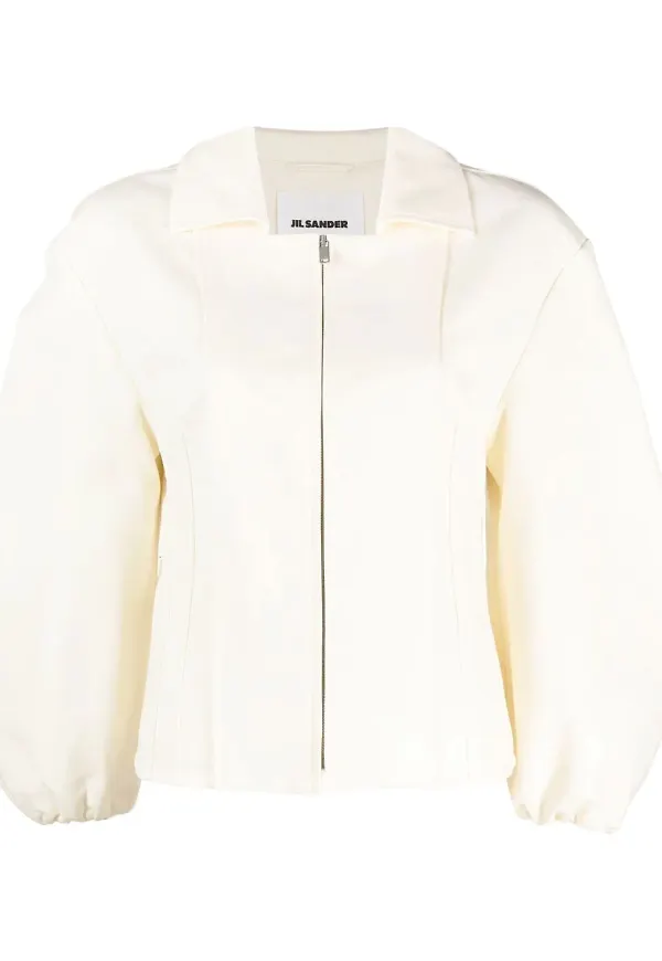 Jil Sander kort jacka med puffärm - Neutral