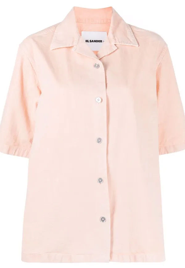 Jil Sander kortärmad bomullsskjorta - Rosa