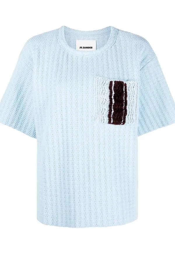 Jil Sander kortärmad stickad topp - Blå