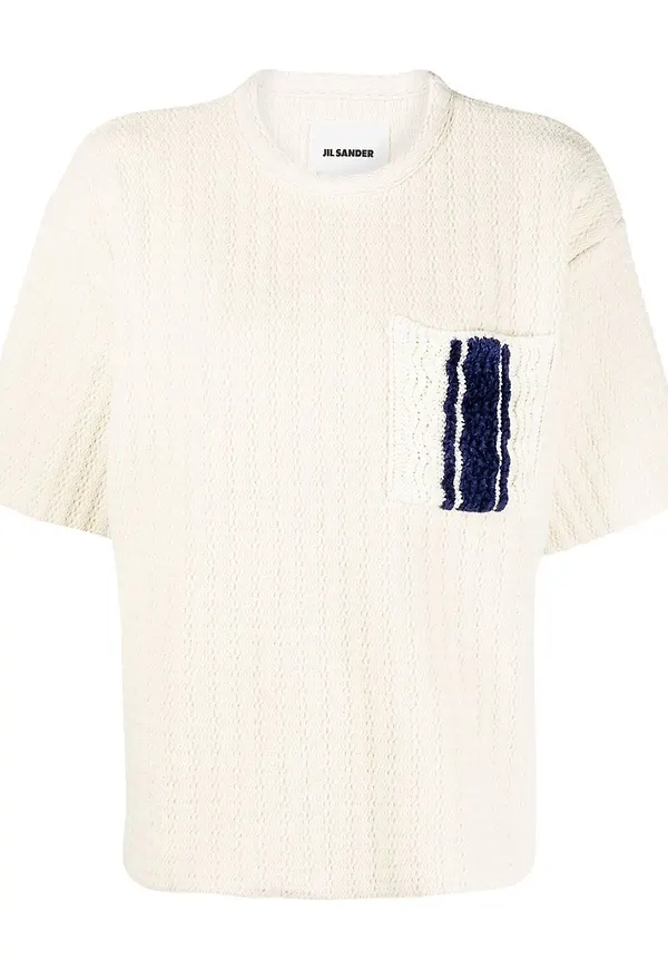 Jil Sander kortärmad stickad topp - Neutral