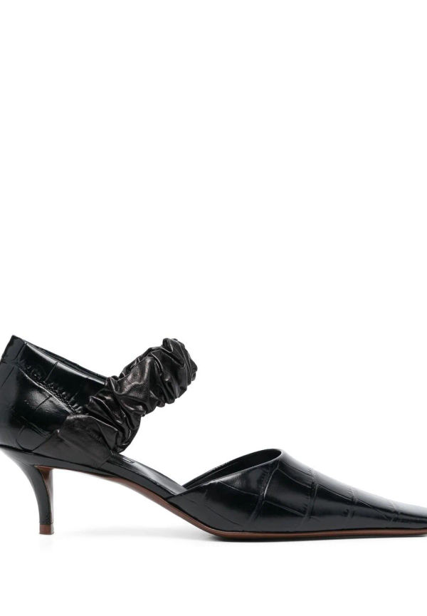 Jil Sander krokodilmönstrade pumps med fyrkantig tå - Svart