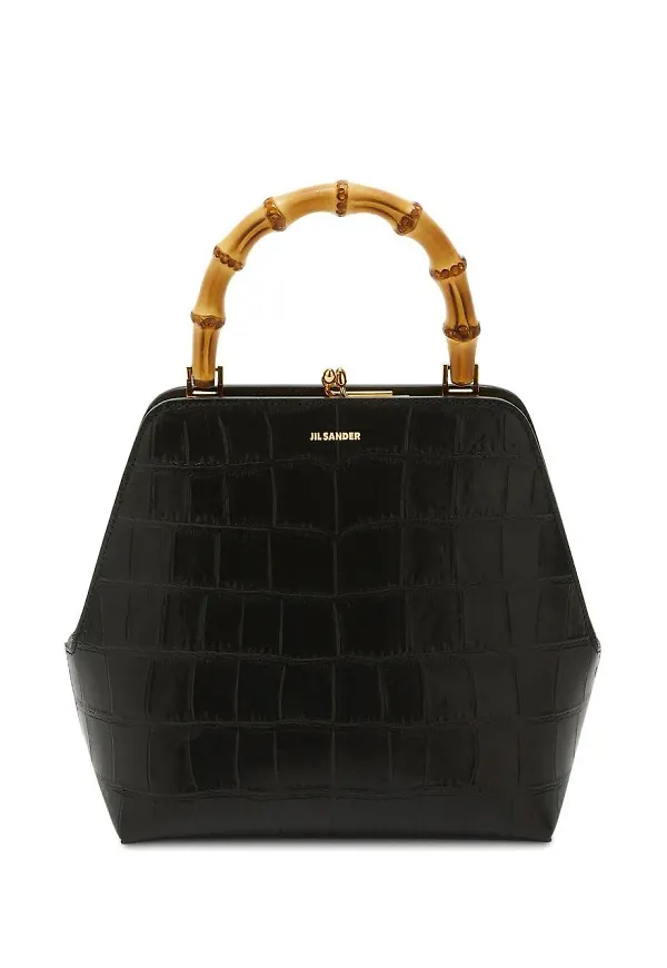 Jil Sander krokodilpräglad totebag - Svart