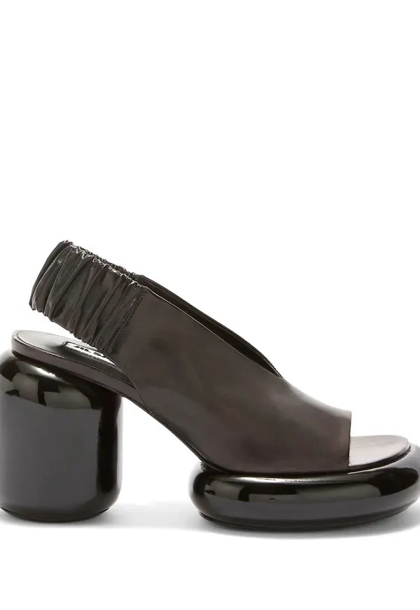 Jil Sander lädersandaler med blockklack - Svart