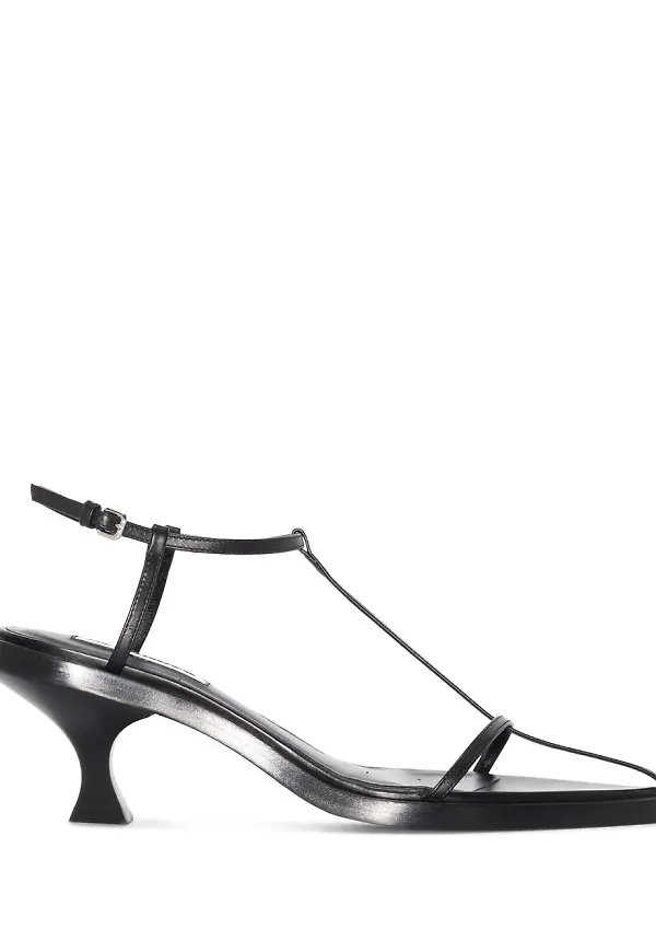 Jil Sander lädersandaler med remmar - Svart