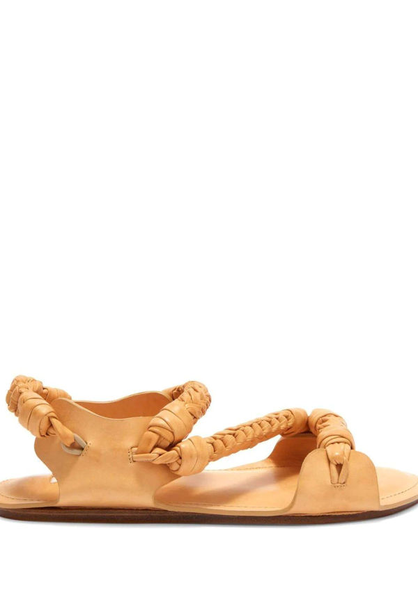 Jil Sander lädersandaler med vävd design - Brun