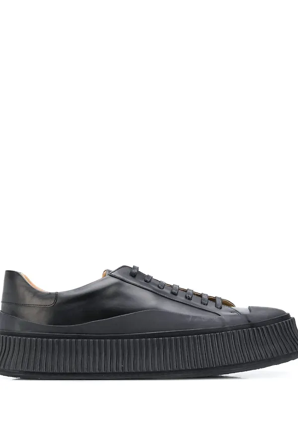 Jil Sander lädersneakers - Svart