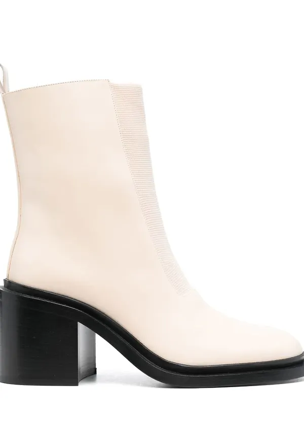 Jil Sander läderstövlar med blockklack - Neutral