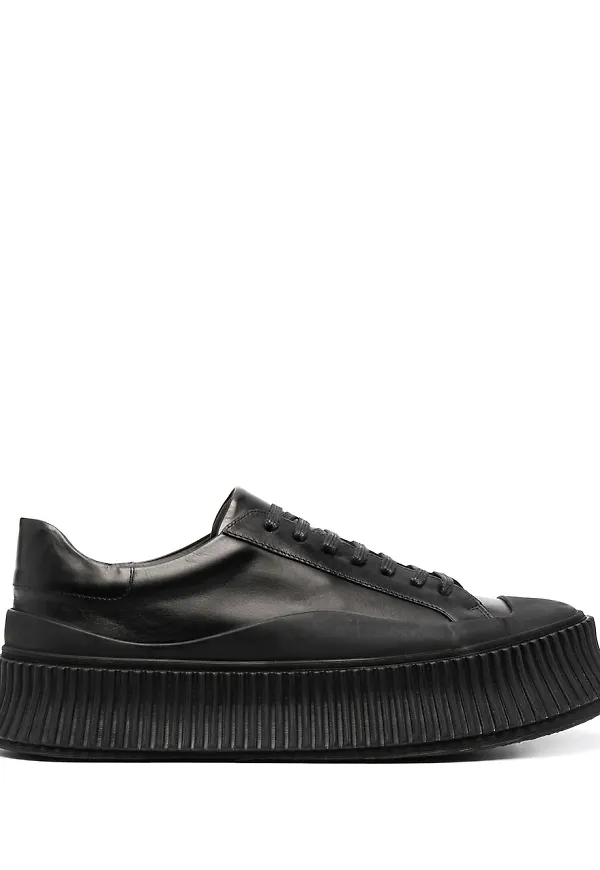 Jil Sander låga lädersneakers - Svart