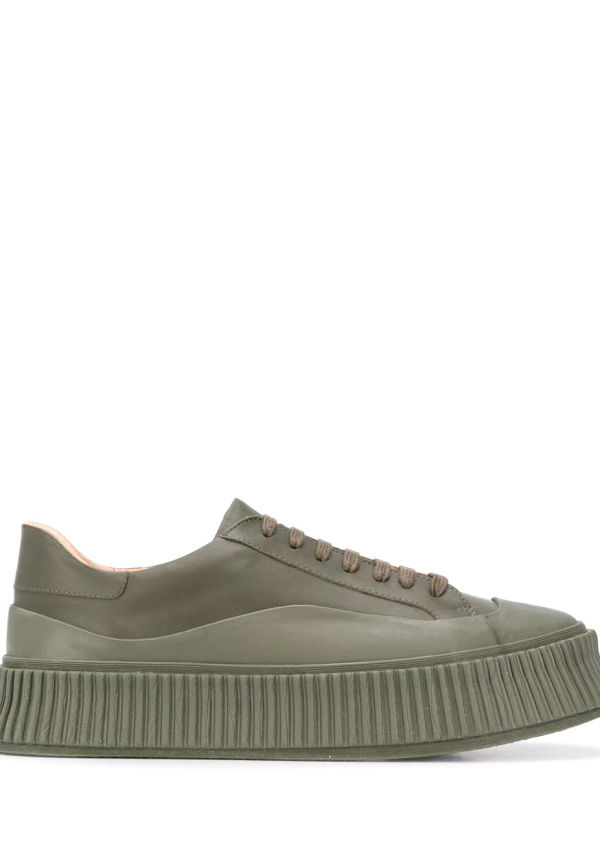 Jil Sander låga platåsneakers - Grön