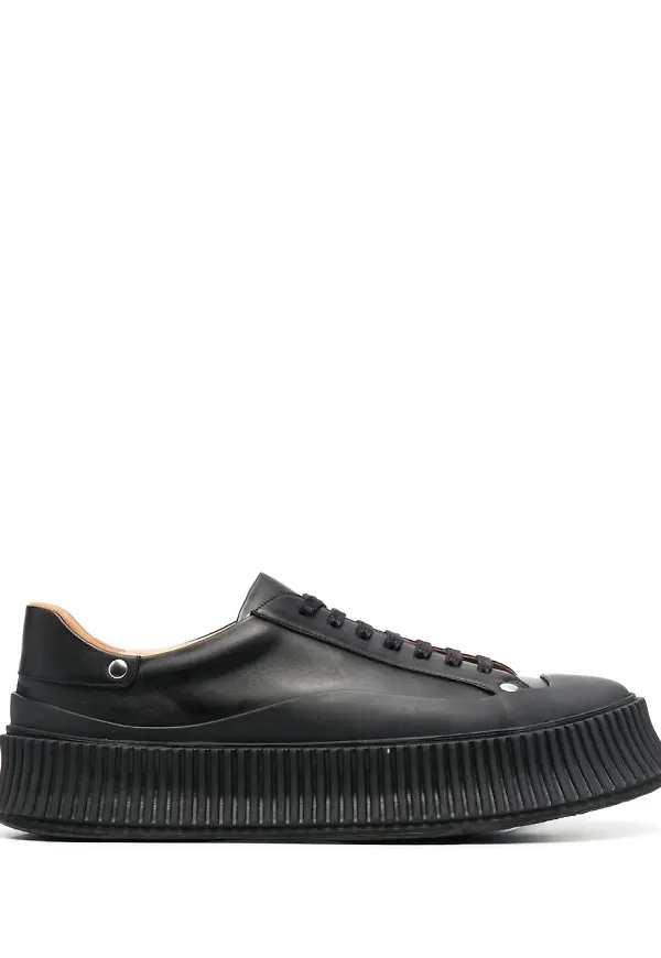 Jil Sander låga platåsneakers - Svart