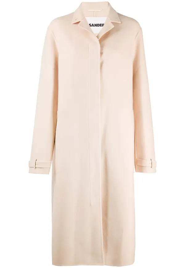 Jil Sander lång enkelknäppt kappa - Neutral