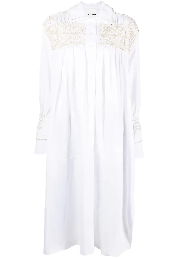 Jil Sander lång skjortklänning - Vit