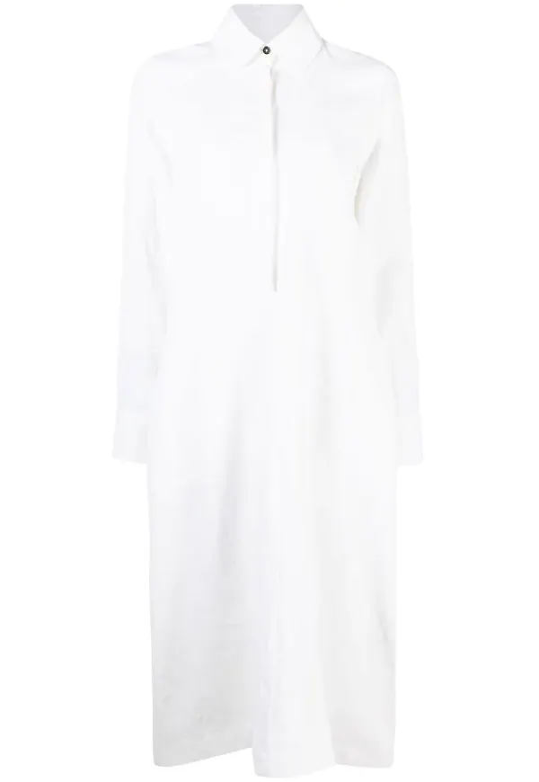 Jil Sander långärmad skjortklänning - Vit