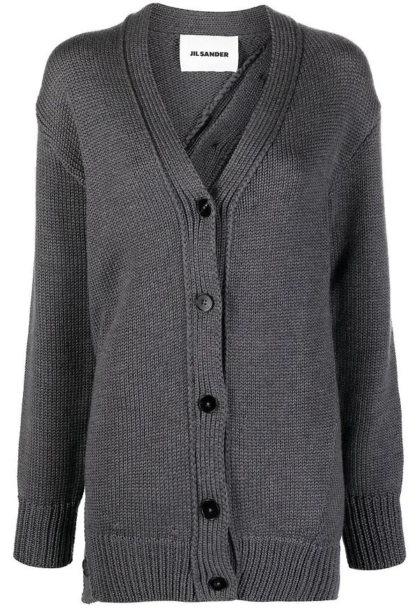 Jil Sander långärmad stickad kofta - Grå