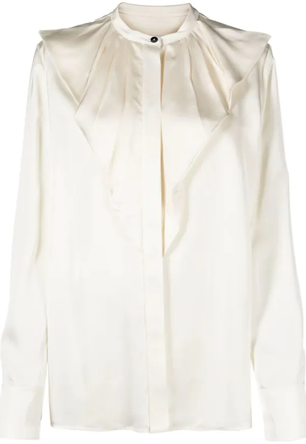 Jil Sander långärmad volangblus - Neutral