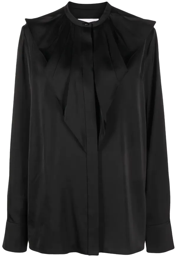 Jil Sander långärmad volangblus - Svart