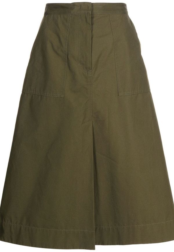 Jil Sander midikjol med motveck - Grön