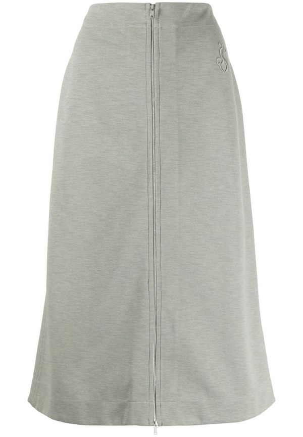 Jil Sander midikjol med präglad logotyp - Grön
