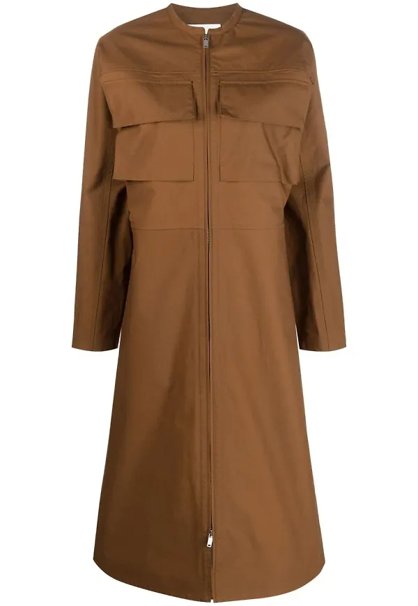 Jil Sander midiklänning med cargoficka - Brun