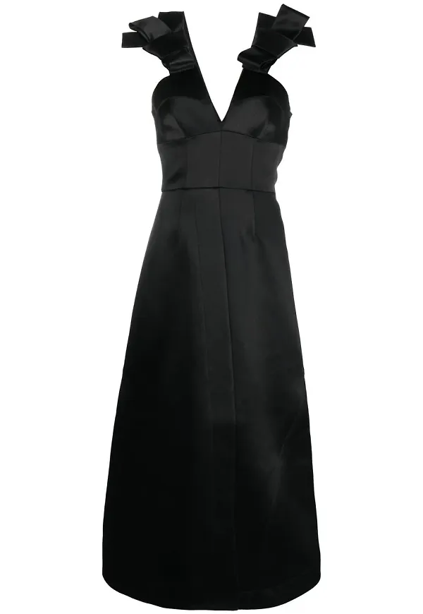 Jil Sander midiklänning med rosett - Svart