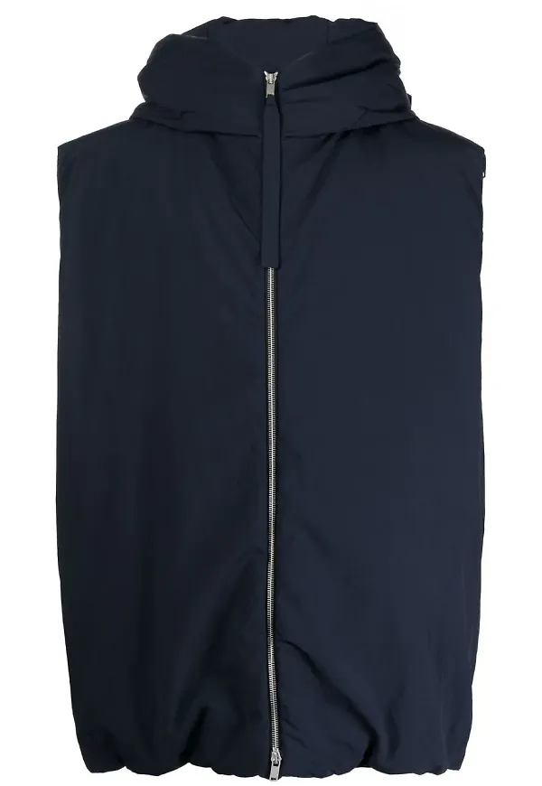 Jil Sander padded sleeveless hooded gilet - Blå