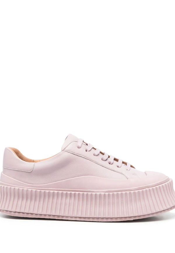 Jil Sander platåsneakers i läder - Rosa