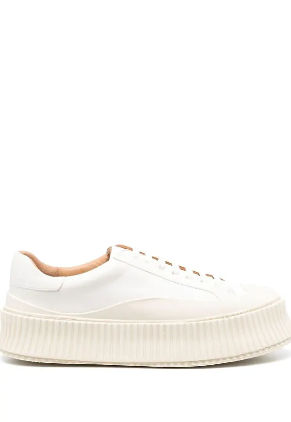 Jil Sander platåsneakers i läder - Vit