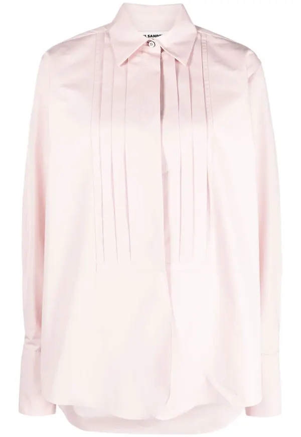 Jil Sander plisserad bomullsskjorta - Rosa