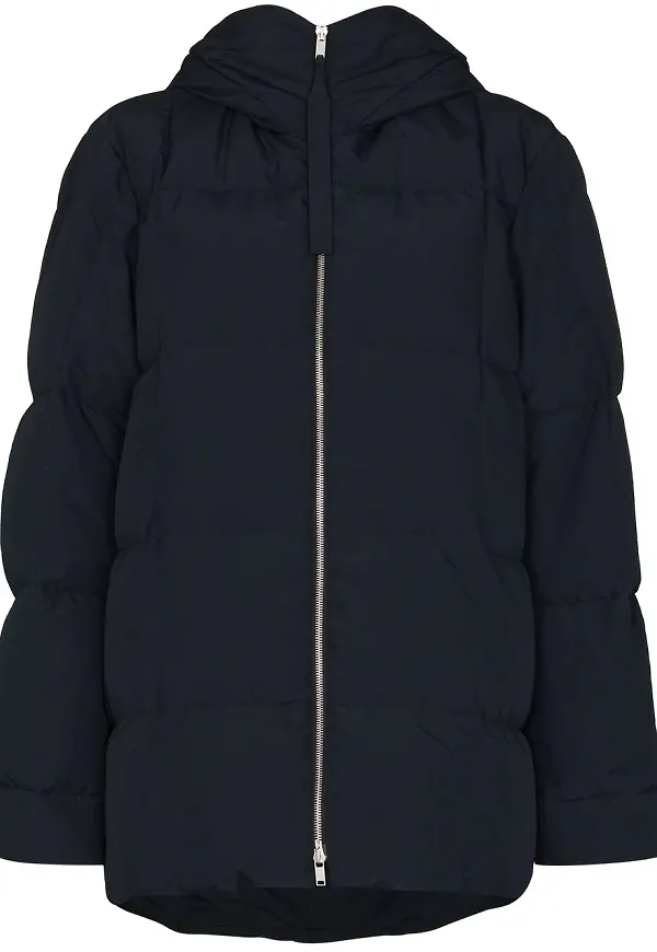 Jil Sander puffkappa med huva - Blå
