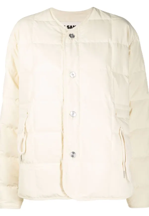 Jil Sander quiltad kappa utan krage - Neutral
